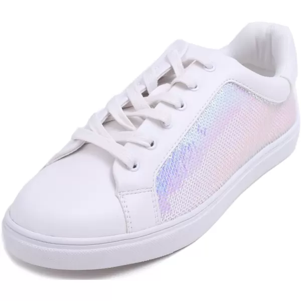 FEVERSOLE Women's Fashion Dress Sneakers Party Bling Casual Flats Embellished Shoes