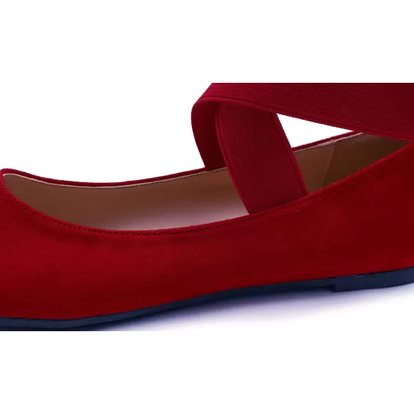 FEVERSOLE Women's Fashion Elastic Ankle Strap Shoes Round Toe Ballet Flat