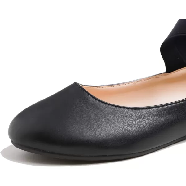 FEVERSOLE Women's Fashion Elastic Ankle Strap Shoes Round Toe Ballet Flat