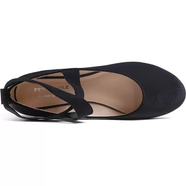 FEVERSOLE Women's Fashion Elastic Ankle Strap Shoes Round Toe Ballet Flat