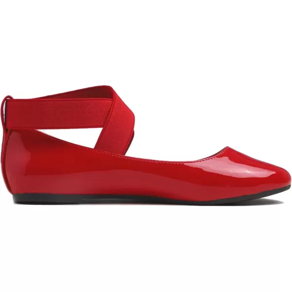 FEVERSOLE Women's Fashion Elastic Ankle Strap Shoes Round Toe Ballet Flat