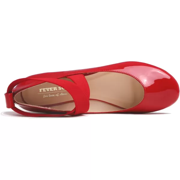 FEVERSOLE Women's Fashion Elastic Ankle Strap Shoes Round Toe Ballet Flat