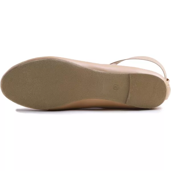 FEVERSOLE Women's Fashion Elastic Ankle Strap Shoes Round Toe Ballet Flat