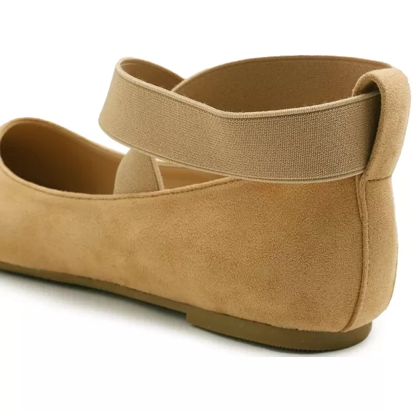 FEVERSOLE Women's Fashion Elastic Ankle Strap Shoes Round Toe Ballet Flat
