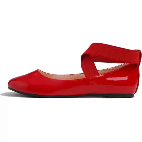 FEVERSOLE Women's Fashion Elastic Ankle Strap Shoes Round Toe Ballet Flat