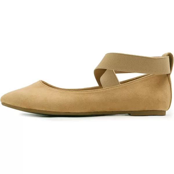 FEVERSOLE Women's Fashion Elastic Ankle Strap Shoes Round Toe Ballet Flat