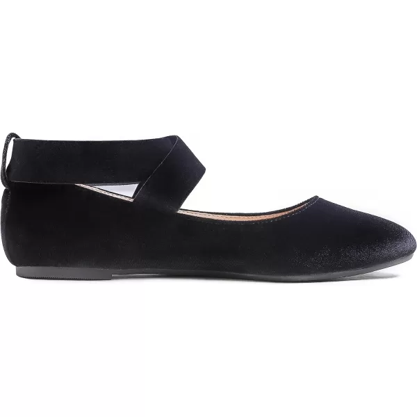 FEVERSOLE Women's Fashion Elastic Ankle Strap Shoes Round Toe Ballet Flat