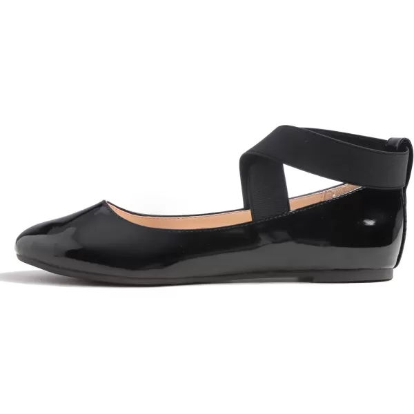 FEVERSOLE Women's Fashion Elastic Ankle Strap Shoes Round Toe Ballet Flat
