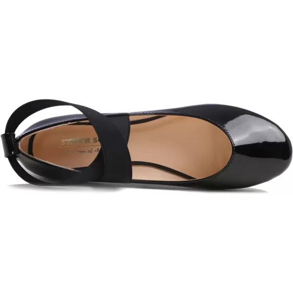 FEVERSOLE Women's Fashion Elastic Ankle Strap Shoes Round Toe Ballet Flat