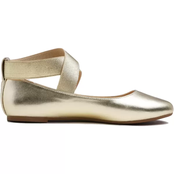 FEVERSOLE Women's Fashion Elastic Ankle Strap Shoes Round Toe Ballet Flat
