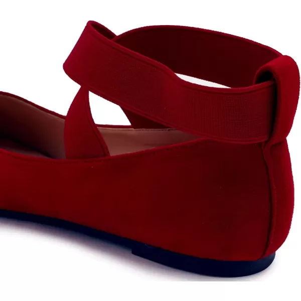 FEVERSOLE Women's Fashion Elastic Ankle Strap Shoes Round Toe Ballet Flat