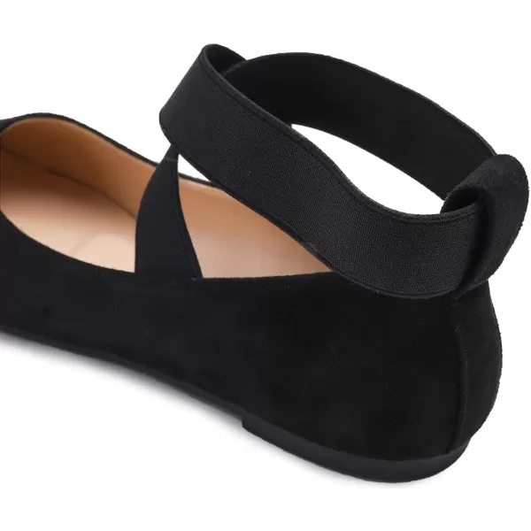 FEVERSOLE Women's Fashion Elastic Ankle Strap Shoes Round Toe Ballet Flat