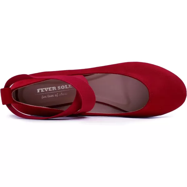 FEVERSOLE Women's Fashion Elastic Ankle Strap Shoes Round Toe Ballet Flat