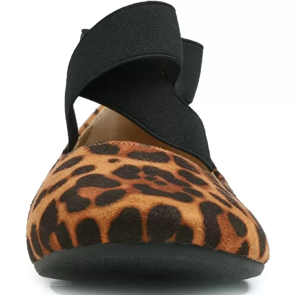 FEVERSOLE Women's Fashion Elastic Ankle Strap Shoes Round Toe Ballet Flat