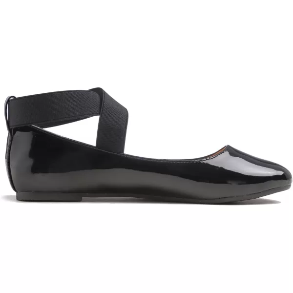 FEVERSOLE Women's Fashion Elastic Ankle Strap Shoes Round Toe Ballet Flat