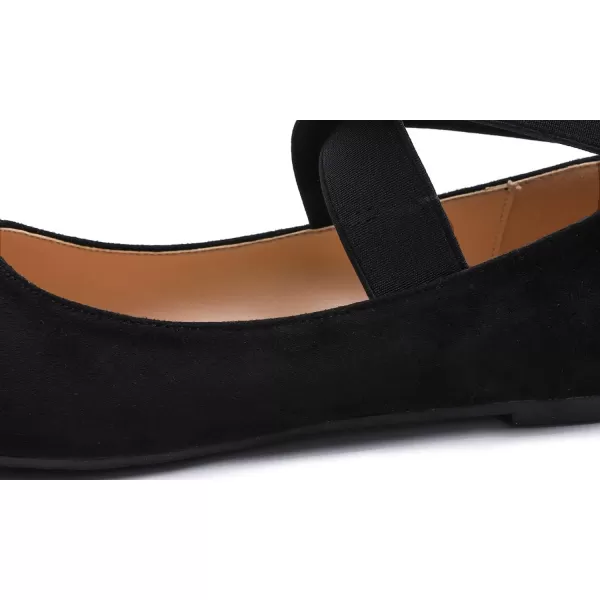 FEVERSOLE Women's Fashion Elastic Ankle Strap Shoes Round Toe Ballet Flat