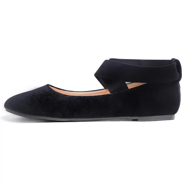 FEVERSOLE Women's Fashion Elastic Ankle Strap Shoes Round Toe Ballet Flat