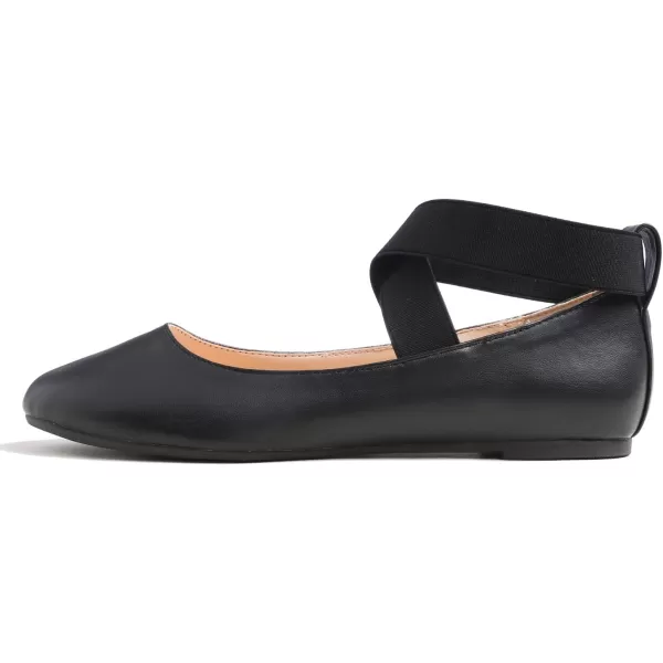 FEVERSOLE Women's Fashion Elastic Ankle Strap Shoes Round Toe Ballet Flat