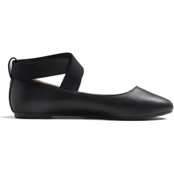 FEVERSOLE Women's Fashion Elastic Ankle Strap Shoes Round Toe Ballet Flat