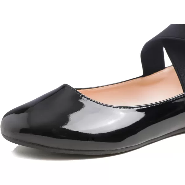 FEVERSOLE Women's Fashion Elastic Ankle Strap Shoes Round Toe Ballet Flat