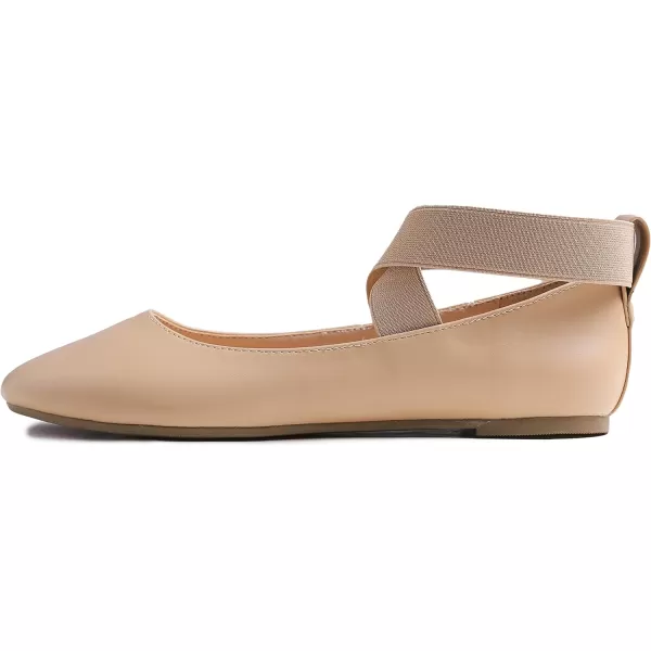 FEVERSOLE Women's Fashion Elastic Ankle Strap Shoes Round Toe Ballet Flat