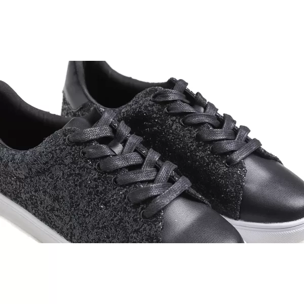 FEVERSOLE Women's Fashion Lace Up Dress Sneakers Sparkly Party Shiny Shoes