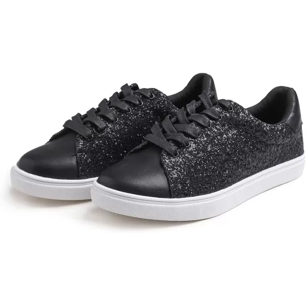 FEVERSOLE Women's Fashion Lace Up Dress Sneakers Sparkly Party Shiny Shoes