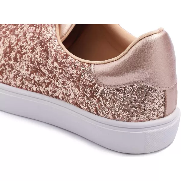 FEVERSOLE Women's Fashion Lace Up Dress Sneakers Sparkly Party Shiny Shoes