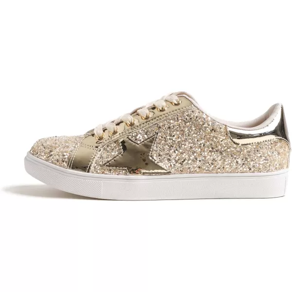 FEVERSOLE Women's Fashion Lace Up Dress Sneakers Sparkly Party Shiny Shoes