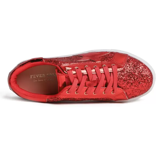 FEVERSOLE Women's Fashion Lace Up Dress Sneakers Sparkly Party Shiny Shoes