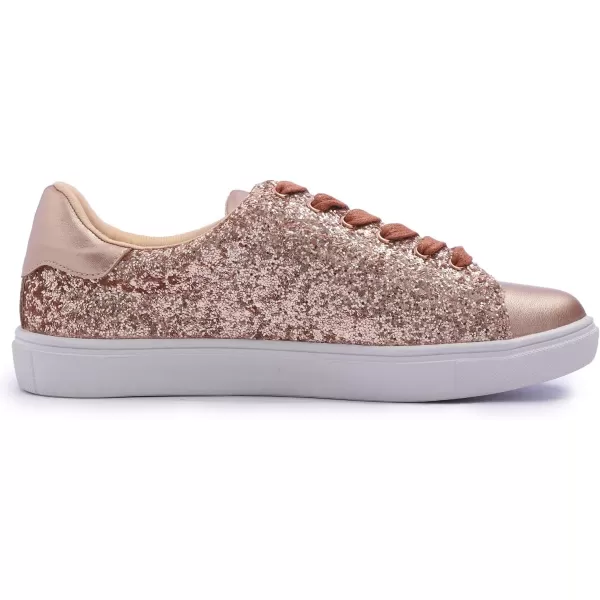 FEVERSOLE Women's Fashion Lace Up Dress Sneakers Sparkly Party Shiny Shoes