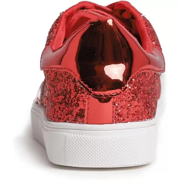FEVERSOLE Women's Fashion Lace Up Dress Sneakers Sparkly Party Shiny Shoes