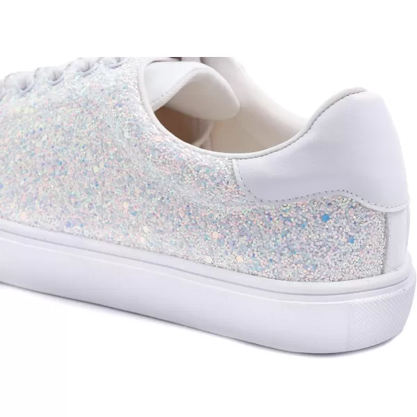 FEVERSOLE Women's Fashion Lace Up Dress Sneakers Sparkly Party Shiny Shoes