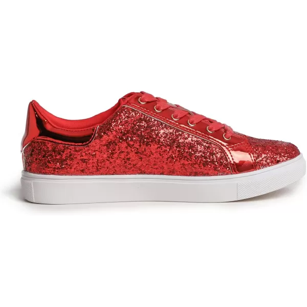 FEVERSOLE Women's Fashion Lace Up Dress Sneakers Sparkly Party Shiny Shoes