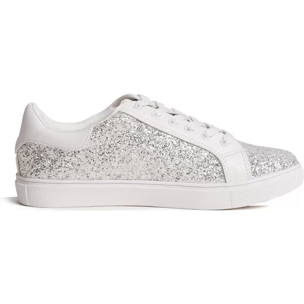 FEVERSOLE Women's Fashion Lace Up Dress Sneakers Sparkly Party Shiny Shoes