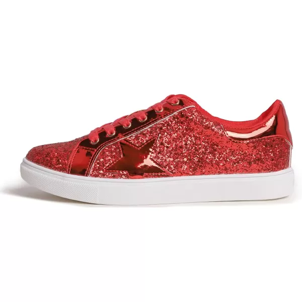 FEVERSOLE Women's Fashion Lace Up Dress Sneakers Sparkly Party Shiny Shoes