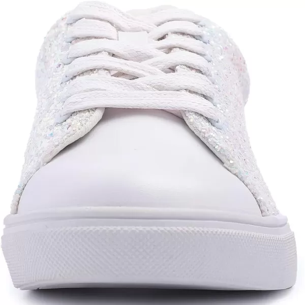 FEVERSOLE Women's Fashion Lace Up Dress Sneakers Sparkly Party Shiny Shoes