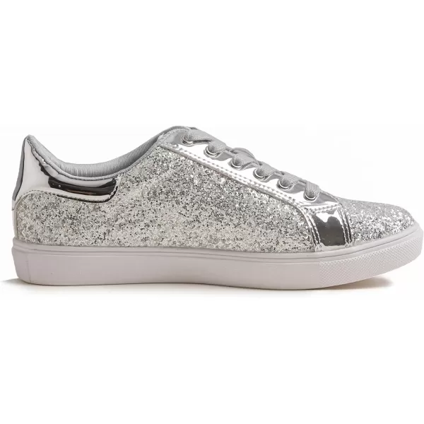FEVERSOLE Women's Fashion Lace Up Dress Sneakers Sparkly Party Shiny Shoes