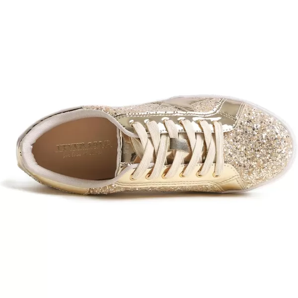 FEVERSOLE Women's Fashion Lace Up Dress Sneakers Sparkly Party Shiny Shoes