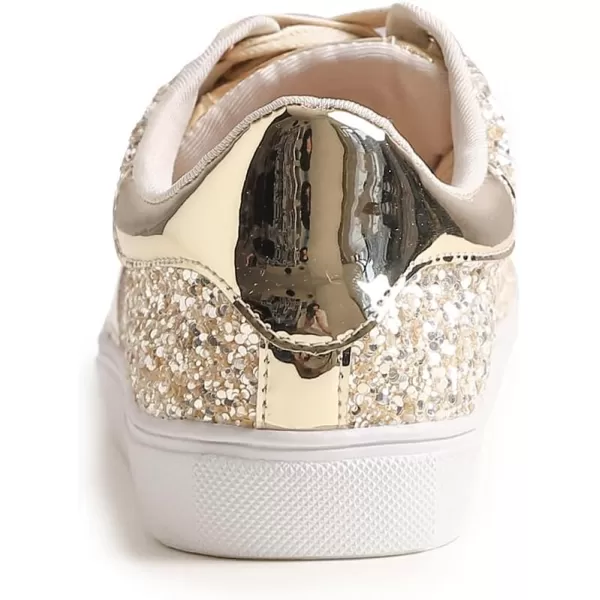 FEVERSOLE Women's Fashion Lace Up Dress Sneakers Sparkly Party Shiny Shoes
