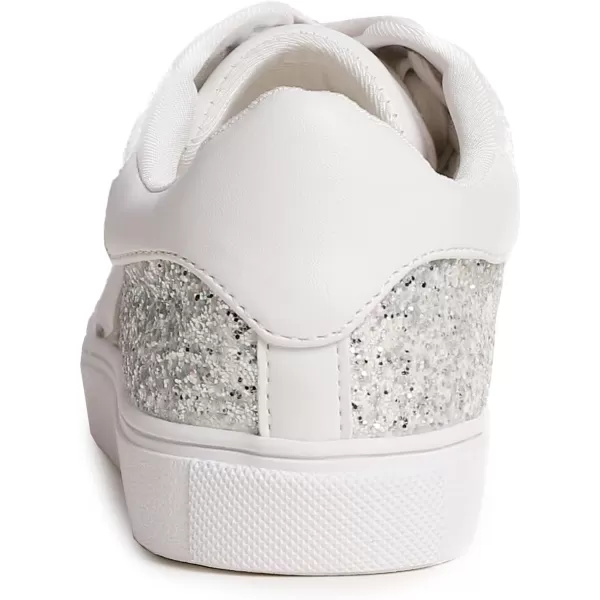 FEVERSOLE Women's Fashion Lace Up Dress Sneakers Sparkly Party Shiny Shoes