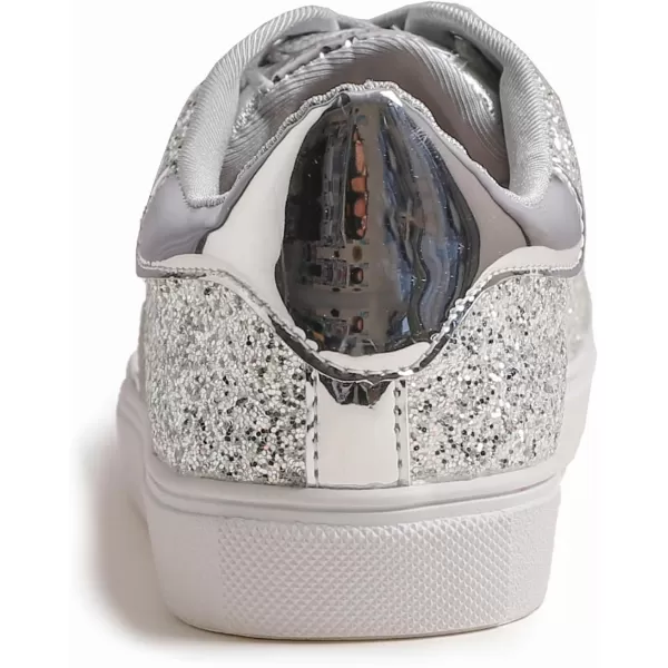 FEVERSOLE Women's Fashion Lace Up Dress Sneakers Sparkly Party Shiny Shoes
