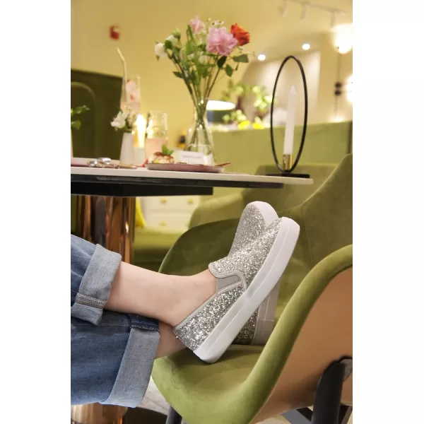 FEVERSOLE Women's Fashion Slip On Sneaker Casual Platform Loafers
