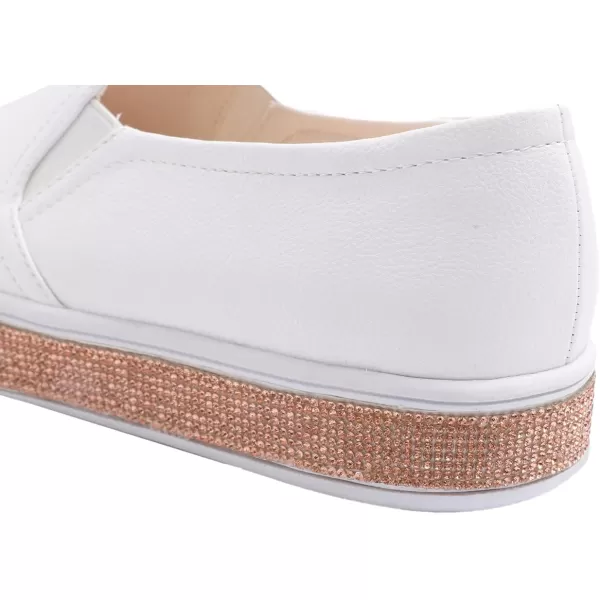 FEVERSOLE Women's Fashion Sparkle Platform Rhinestone Party Holiday Wedding Sneakers