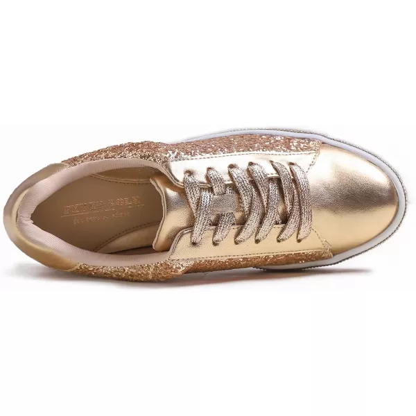 FEVERSOLE Women's Fashion Sparkle Platform Rhinestone Party Holiday Wedding Sneakers