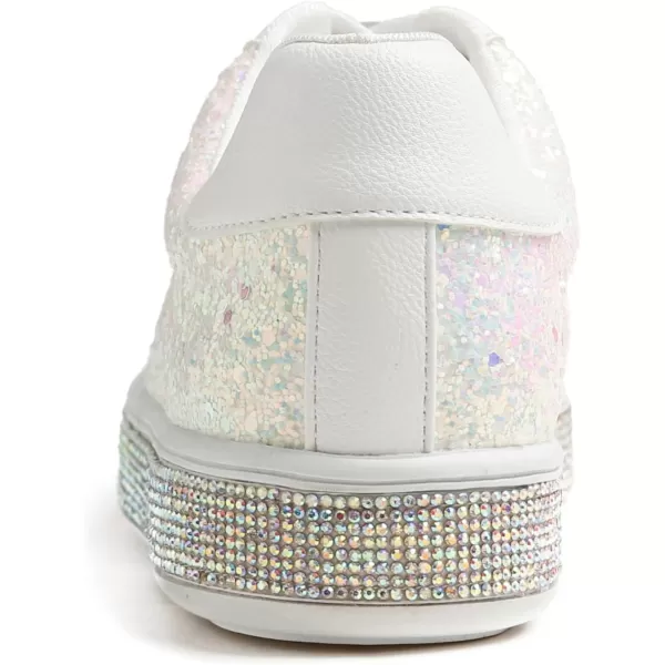 FEVERSOLE Women's Fashion Sparkle Platform Rhinestone Party Holiday Wedding Sneakers