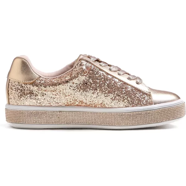FEVERSOLE Women's Fashion Sparkle Platform Rhinestone Party Holiday Wedding Sneakers