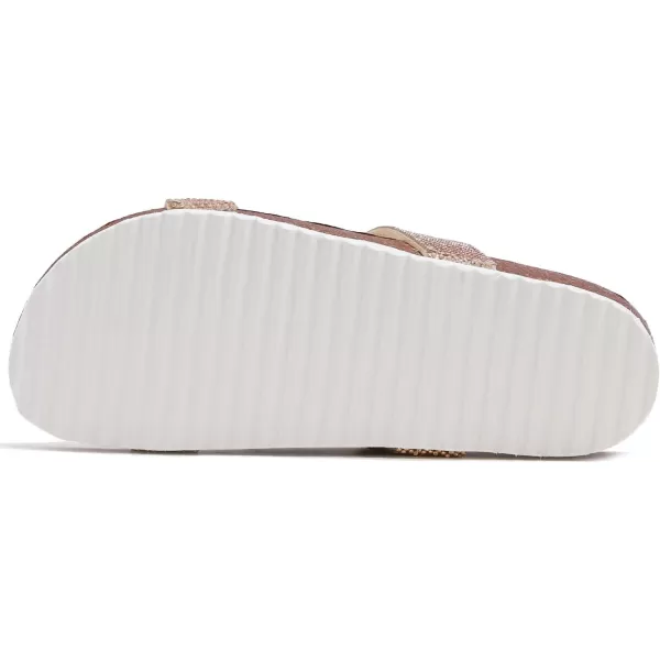 FEVERSOLE Women's Fashion Sparkle Slide Sandals Soft Cork Footbed Comfort Flats