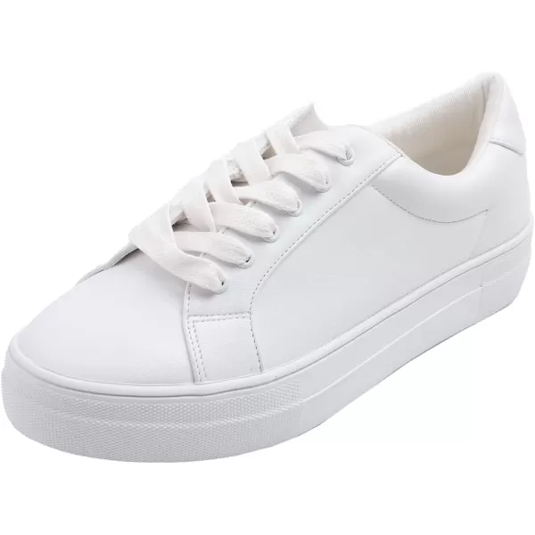 FEVERSOLE Women's Featured PU Leather Colorful Lace-Up Sneaker
