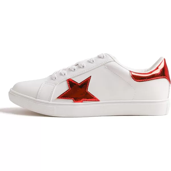 FEVERSOLE Women's Featured PU Leather Colorful Lace-Up Sneaker